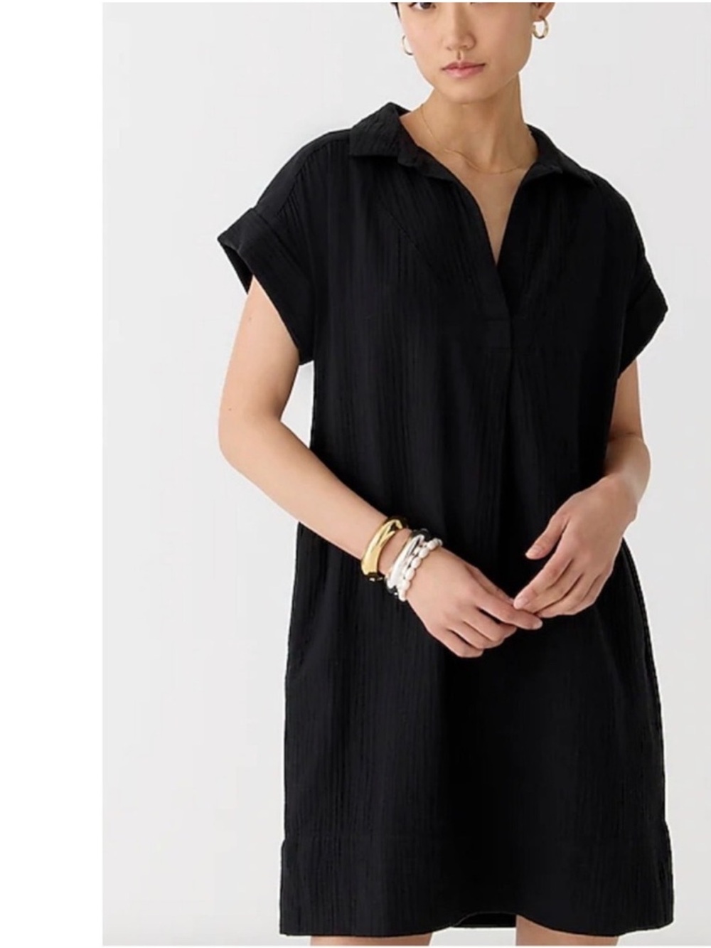 J. Crew V-Neck Shirtdress Soft Gauze Black Size XXS Boho
